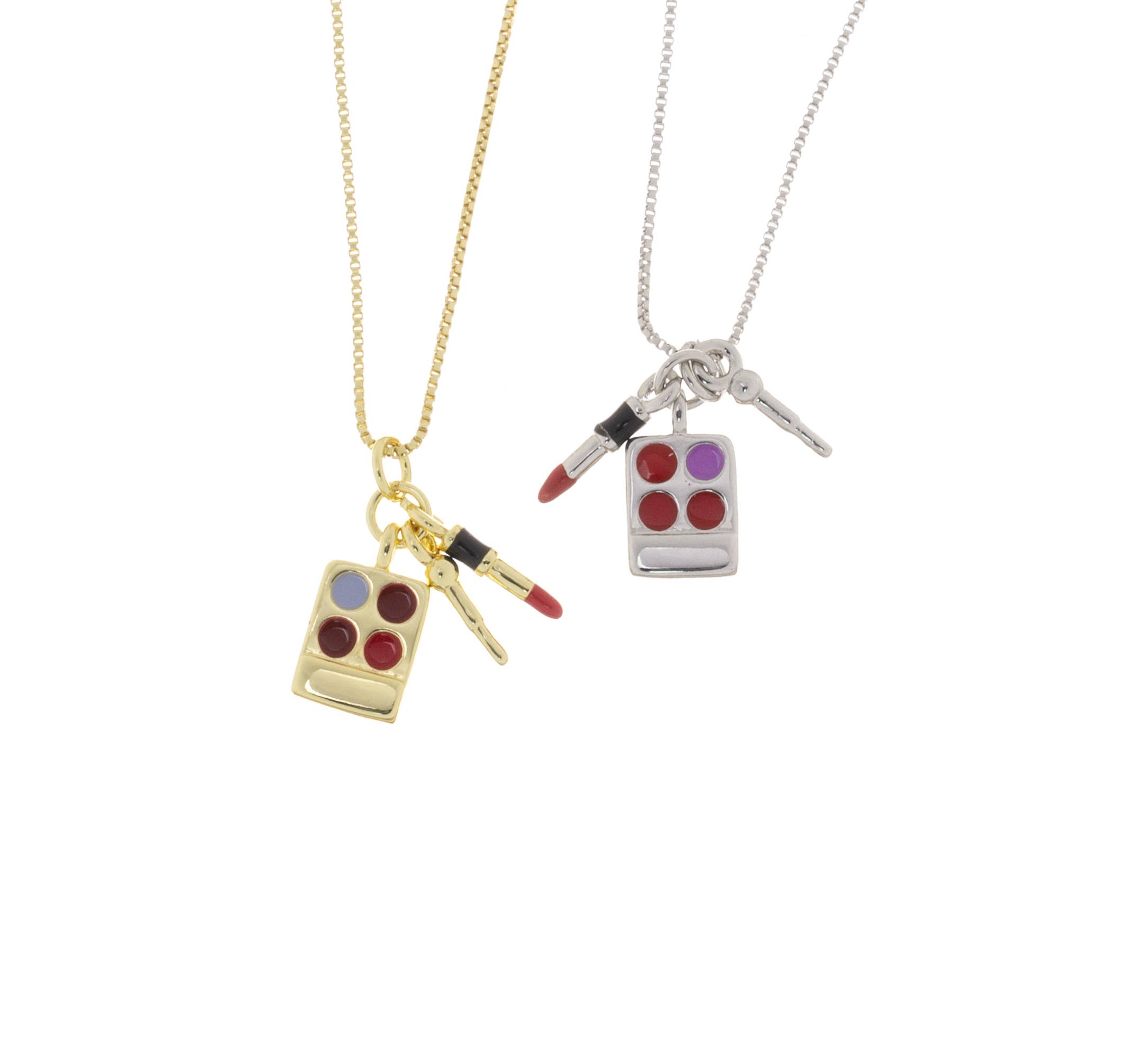 Jewel Pledge - Wholesale Individual Charm/Pendant - Make Up Palette and Lip Stick Necklace Charms Set,CPG2502