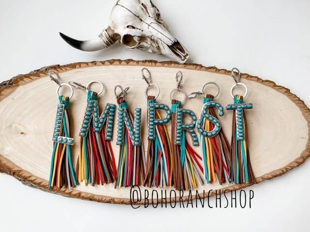 Boho Ranch Shop - Wholesale Keychain - Women's - Western Initial Monogram Fringe Tassel Keychain3