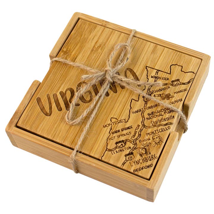 Totally Bamboo - Wholesale Coasters - Virginia Puzzle 4-Pc. Coaster Set with Case