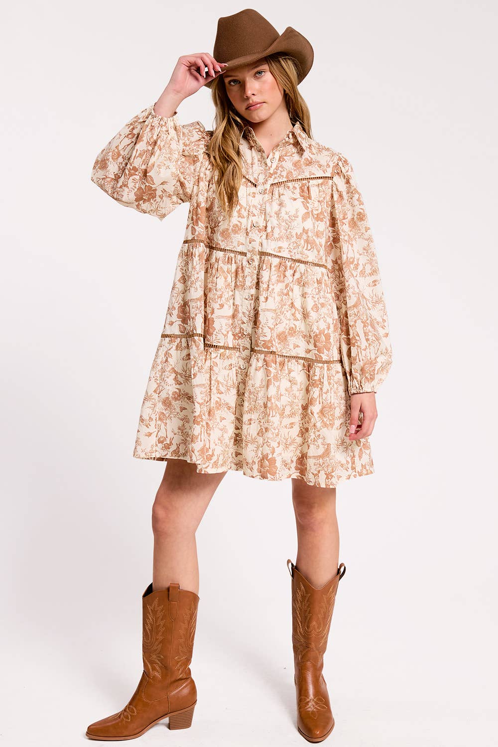 Ultramarine - Wholesale Dress - Women's - Toile Button-down Shirt Mini Dress4