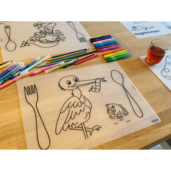 Recolorable Placemat Miss Stork for wholesale by Edwali