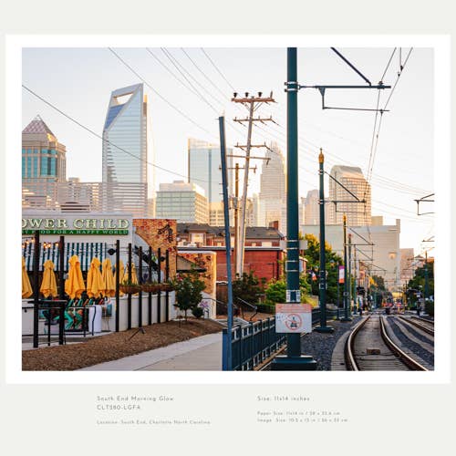 Charlotte to Paris - Wholesale Art Print - Charlotte, NC Art Print (11x14): South End Morning Glow1