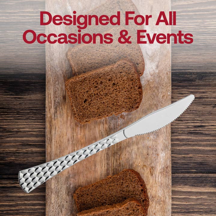 Smarty had a Party - Wholesale Disposable Tableware Pack - Shiny Silver Glamour Cutlery Plastic Knives - 24 pcs6