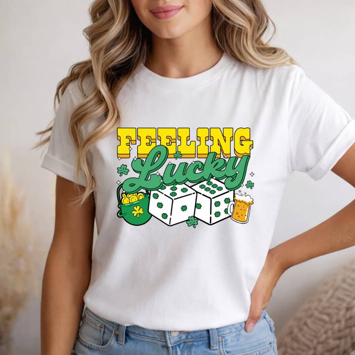 Camiseta Feeling Lucky del Día de San Patricio para venta al por mayor de Londas Tees and Tumblers