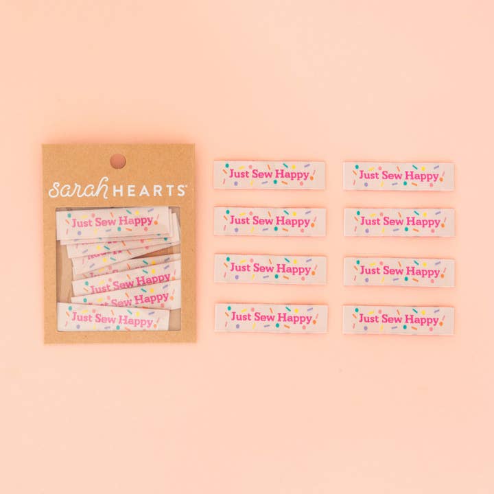 Just Sew Happy - Sewing Woven Clothing Label Tags for wholesale by Sarah Hearts