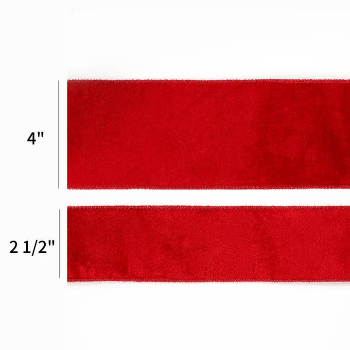 LA Ribbons Wholesale - Vendita all'ingrosso Nastri - Confezione regalo - Nastro in Velluto/Lurex Reversibile da 4" | Rosso/Oro | Rotolo da 10 Yarde5