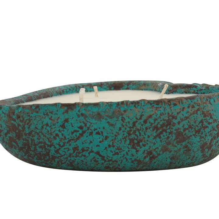 My Amigos Imports - Wholesale Candle Holder - Simple Heart Candle Clay Vessel-Gorgeous-Turquoise1