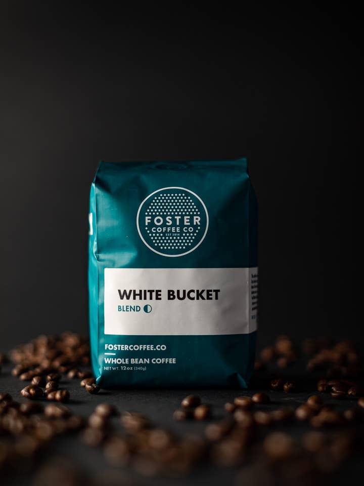 Sacs de vente au détail White Bucket (Blend) pour la vente par Foster Coffee Co