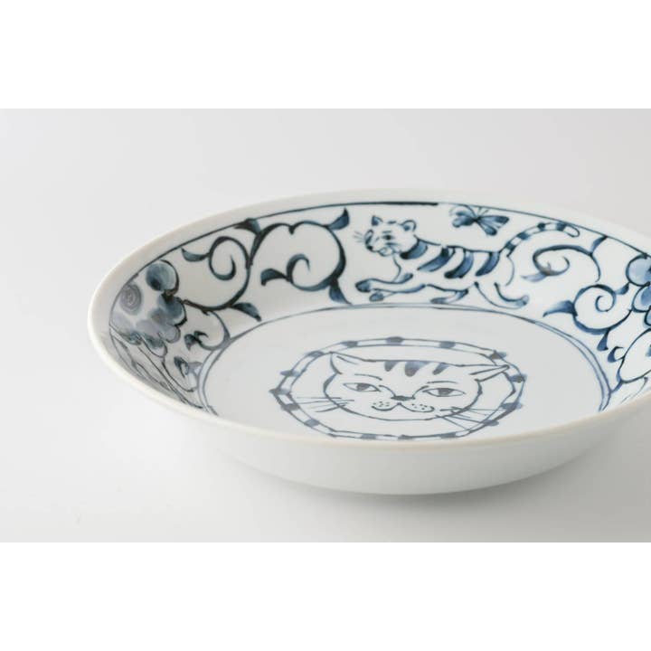 Yamani - Wholesale Dinner Plate - Japanese Cats 20.7cm Pasta Plate - Beard3
