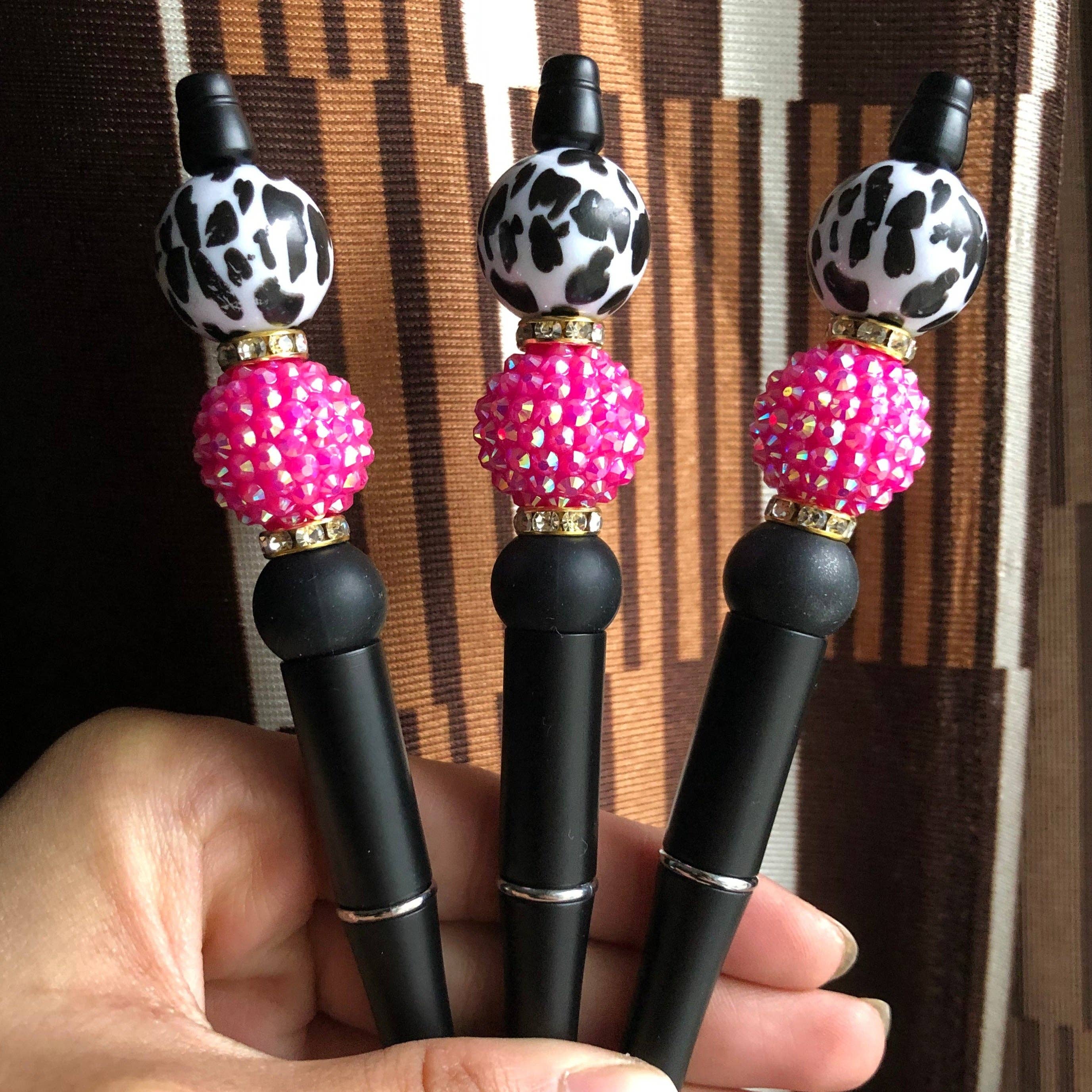 Amy Designs - Vente Stylos - Stylo perlé « Pink Hottie » à imprimé dalmatien2