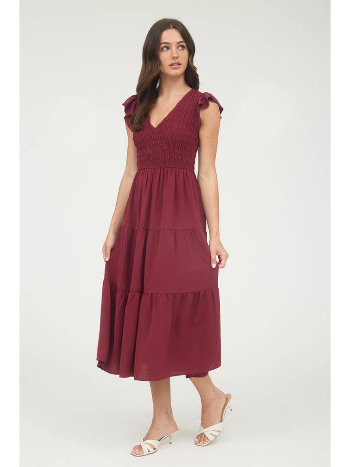 MINE - Wholesale Dress - Women's - FLUTTER SLEEVE MAXI DRESS33