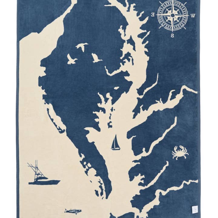 ChappyWrap - Wholesale Throw Blanket - Chesapeake Bay Map Blanket