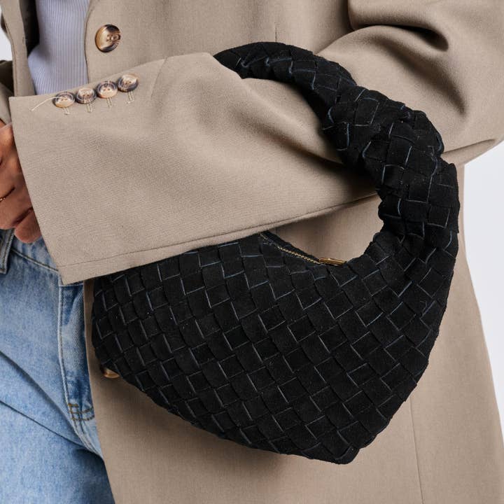 Moda Luxe - Wholesale Clutch Bag - Women's - Autumn Woven Genuine Suede Leather Clutch