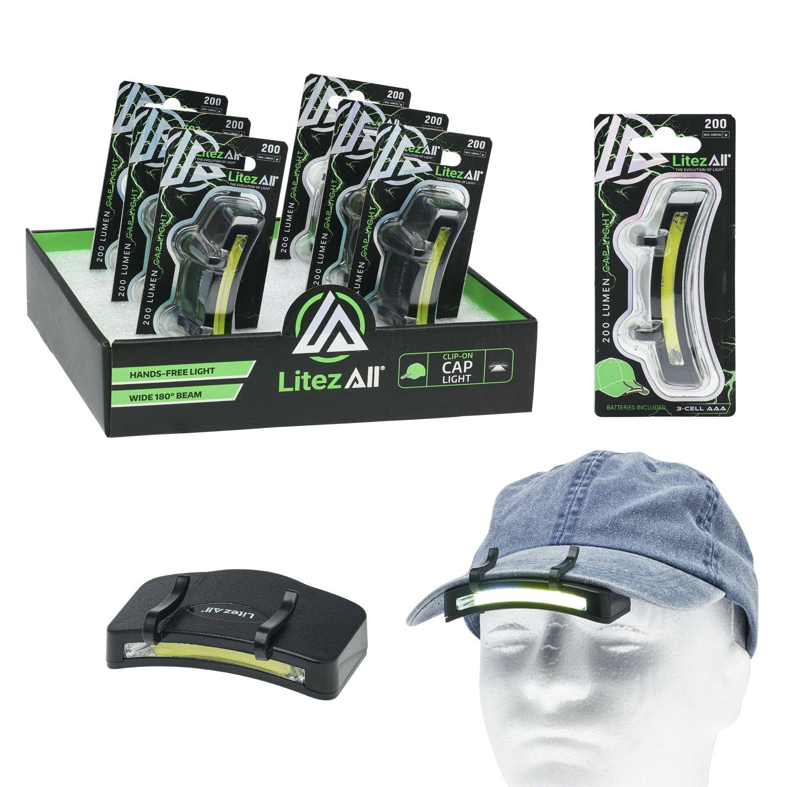 LitezAll - Wholesale Flashlight - LitezAll 200 Lumen Clip On Cap Light0