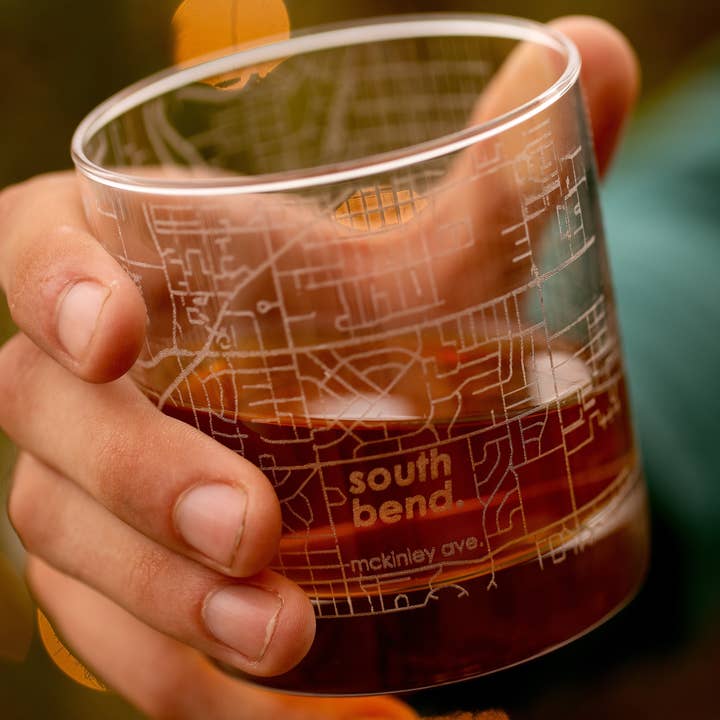 Colleges - Town Map - Etched Whiskey Rocks Glass - 11 oz for wholesale by Well Told