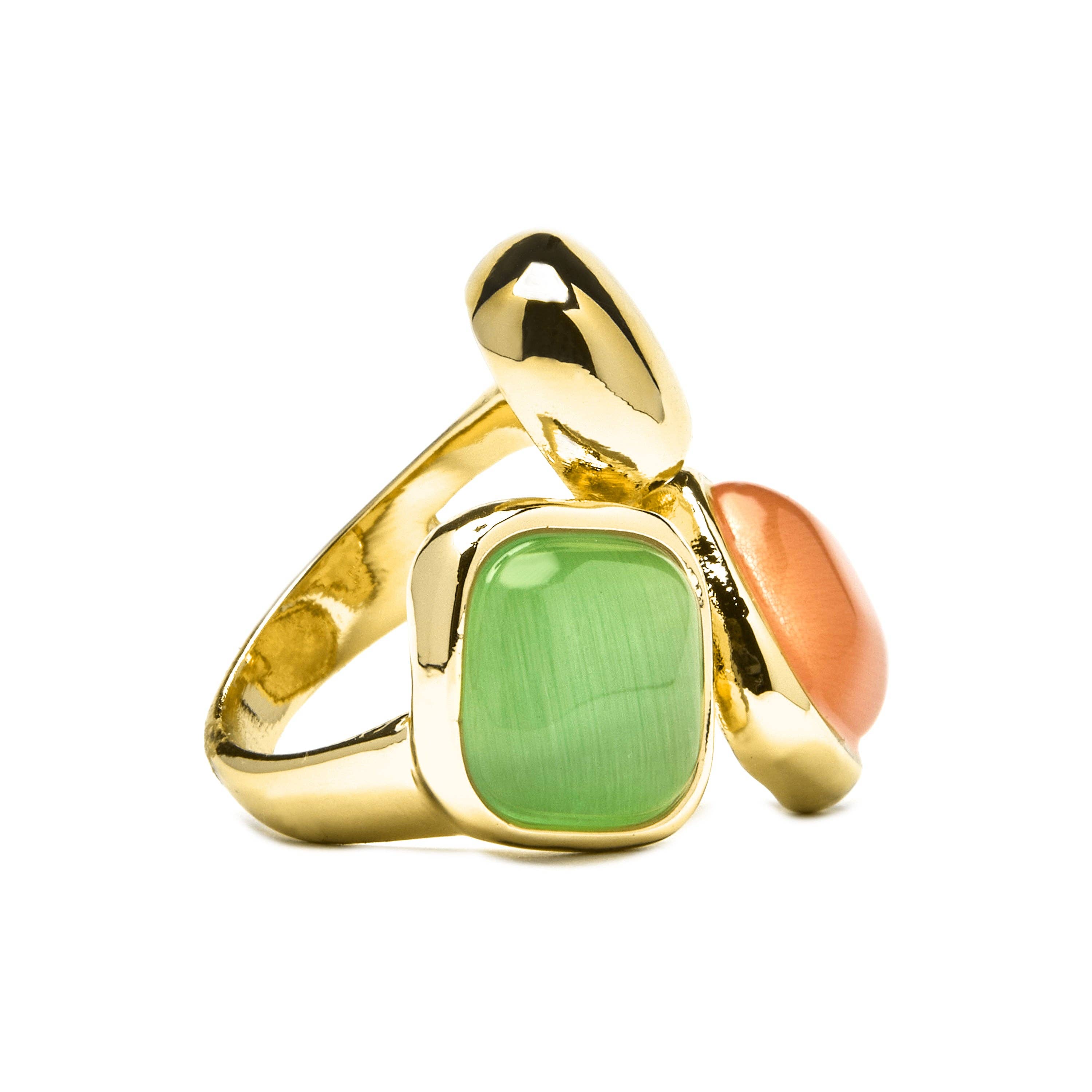 Luxenter - Vente Bague de cocktail/de cérémonie - Bague avec Œil de Chat Multicolore finition or 18k - Shureo1