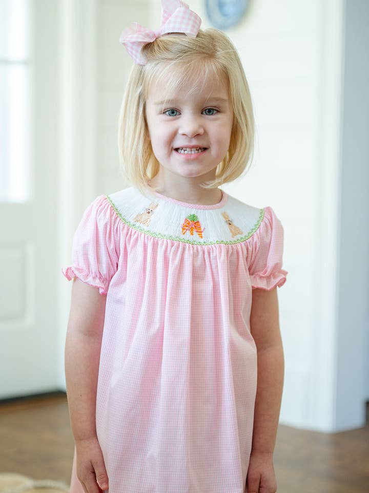 Ruth and Ralph - Wholesale Dress - Kids - Easter Bunny and Carrots Smocked Helen Dress9