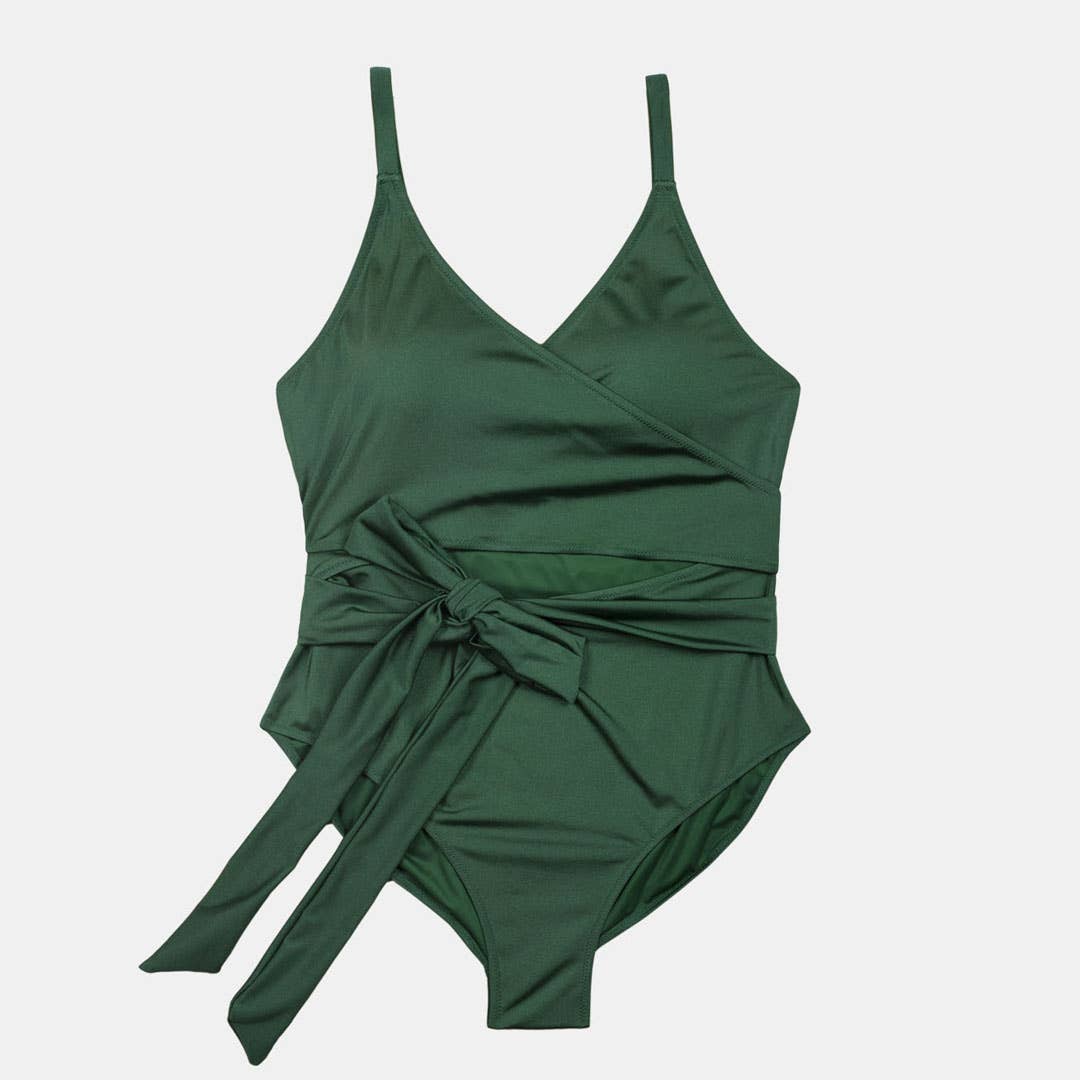 Rock Club - Wholesale One Piece Swimsuit - Women's - Plus Size Waist Wrap Tie One Piece2