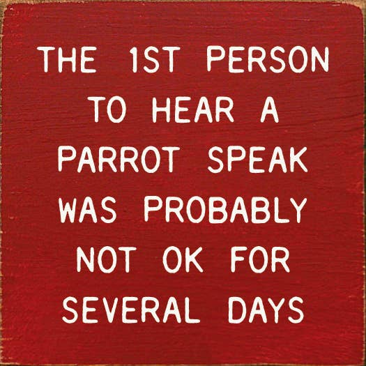 SAWDUST CITY - Wholesale Sign - The 1st Person To Hear A Parrot Speak Was Probably Not Ok4