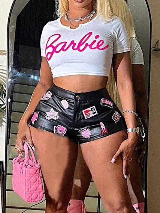 BLACK faux leather mini shorts for wholesale on Faire4