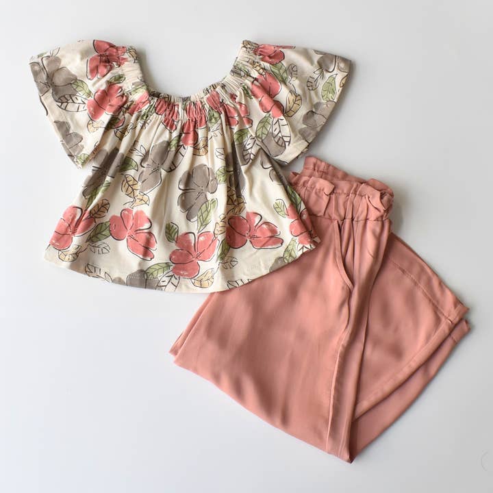 JuniorKids - Wholesale Top & Pant Set - Kids - Floral Whispers Girls Casual Set