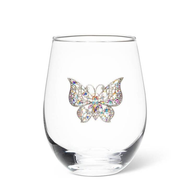 Stemless Wine Glass with Jewel Butterfly-4.5"H(16oz) for wholesale by Abbott
