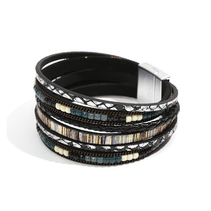 Lovesoft - Wholesale Woven/Braided Bracelet - Boho Multi Layer Leather Wrap Bracelet with Magnetic Clasp2