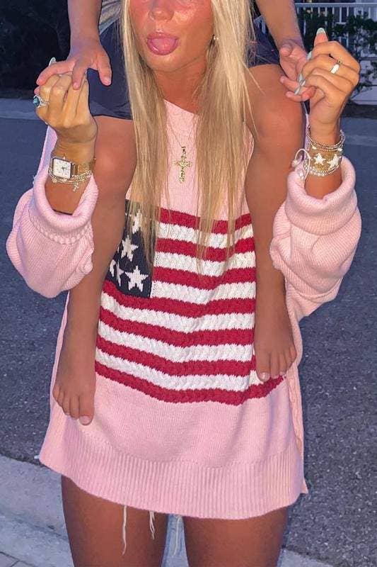 Queen Fashion - Wholesale Knit Sweater - Women's - us flag knitted sweater5