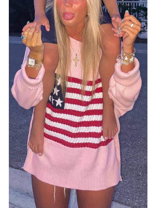 Queen Fashion - Wholesale Knit Sweater - Women's - us flag knitted sweater5
