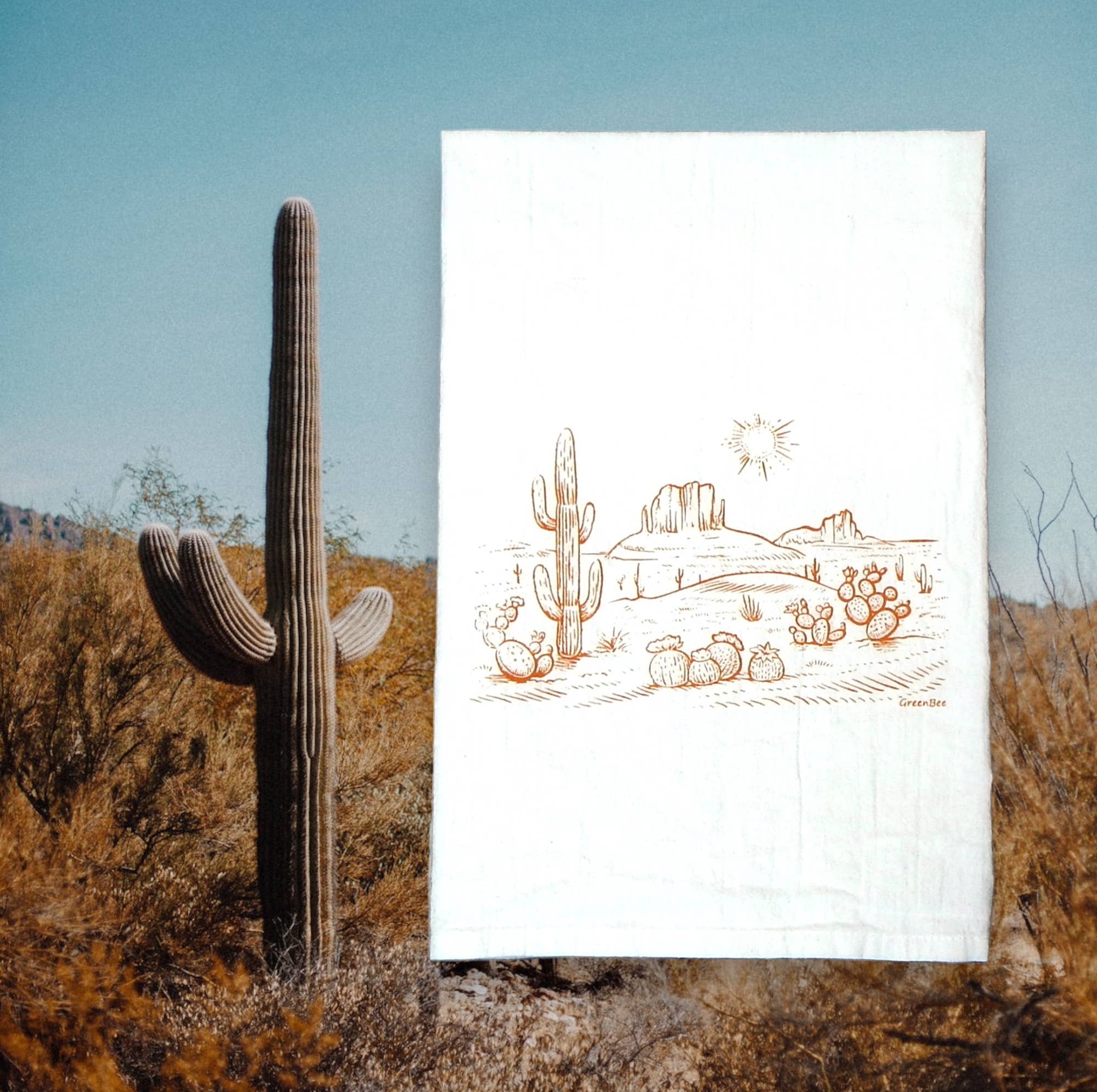 Green Bee Tea Towels - Wholesale Tea Towel - Cactus Desert Kitchen Towel | Tea Towels | Arizona Towel4