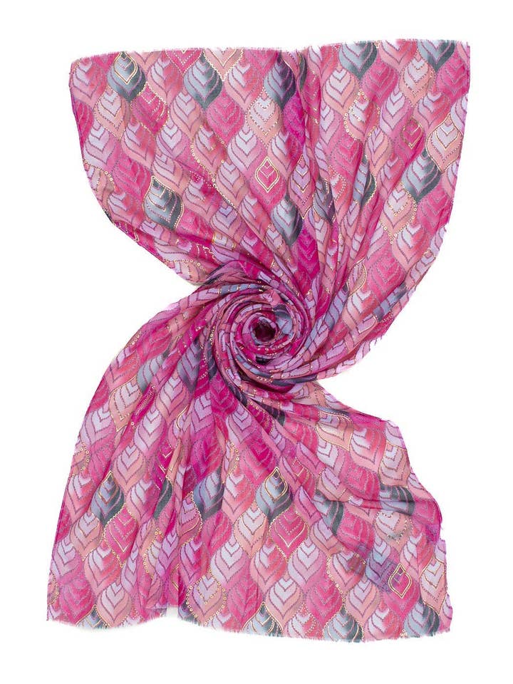 GEOMETRIC LEAVES PRINT STOLE 85X180 100%VI MADE IN PRC for wholesale by Ayfee