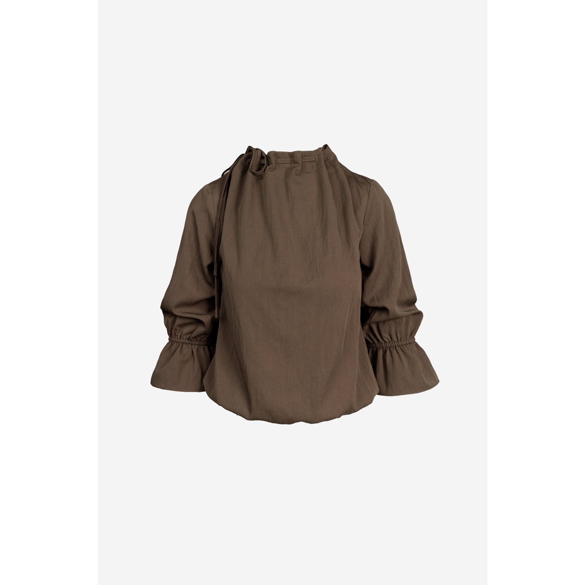 Naked Zebra - Wholesale Blouse - Women's - Long Sleeve Cinched Mock Neck Blouse7