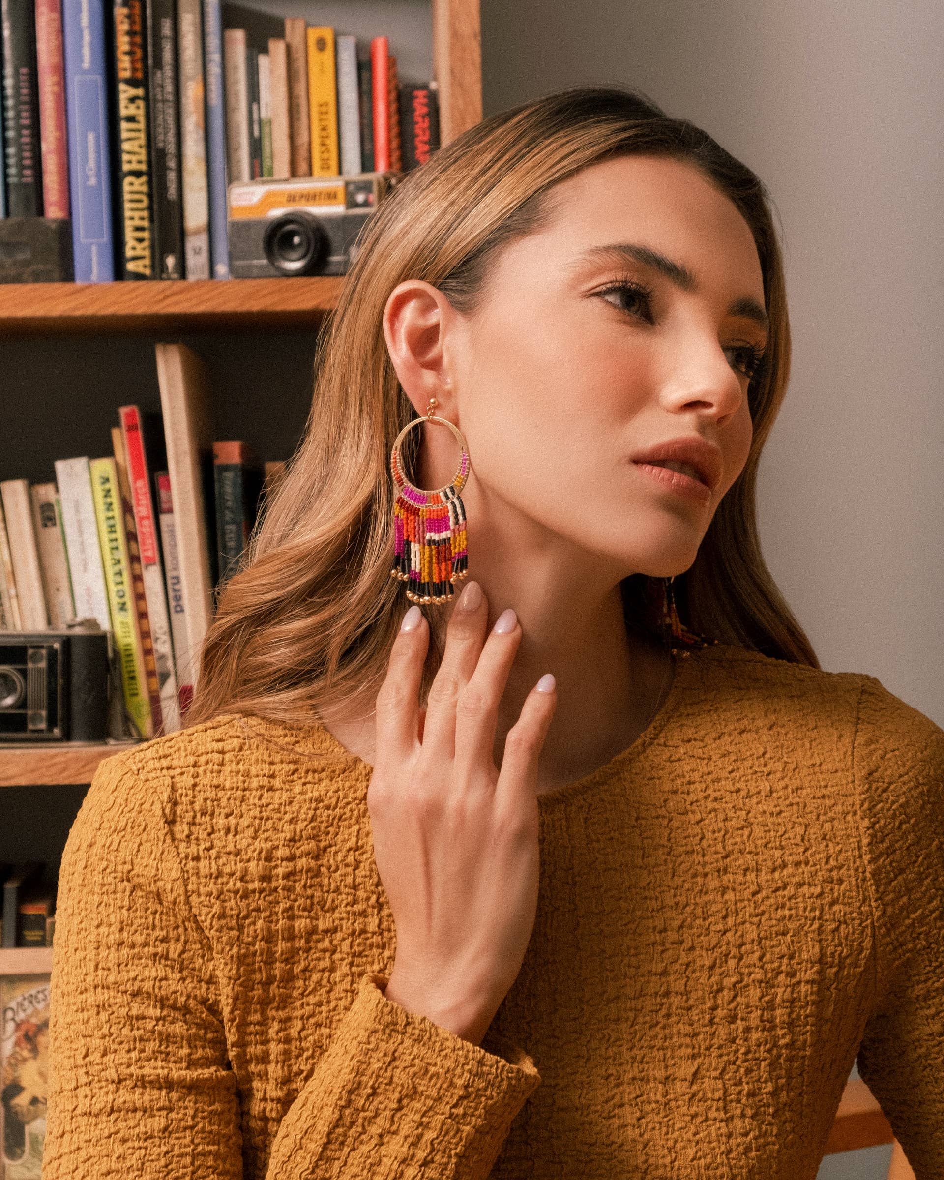 Mayana Designs Co - Wholesale Dangle Earrings - Beaded Handwoven Painted Desert Fringe Earrings (Blue)6