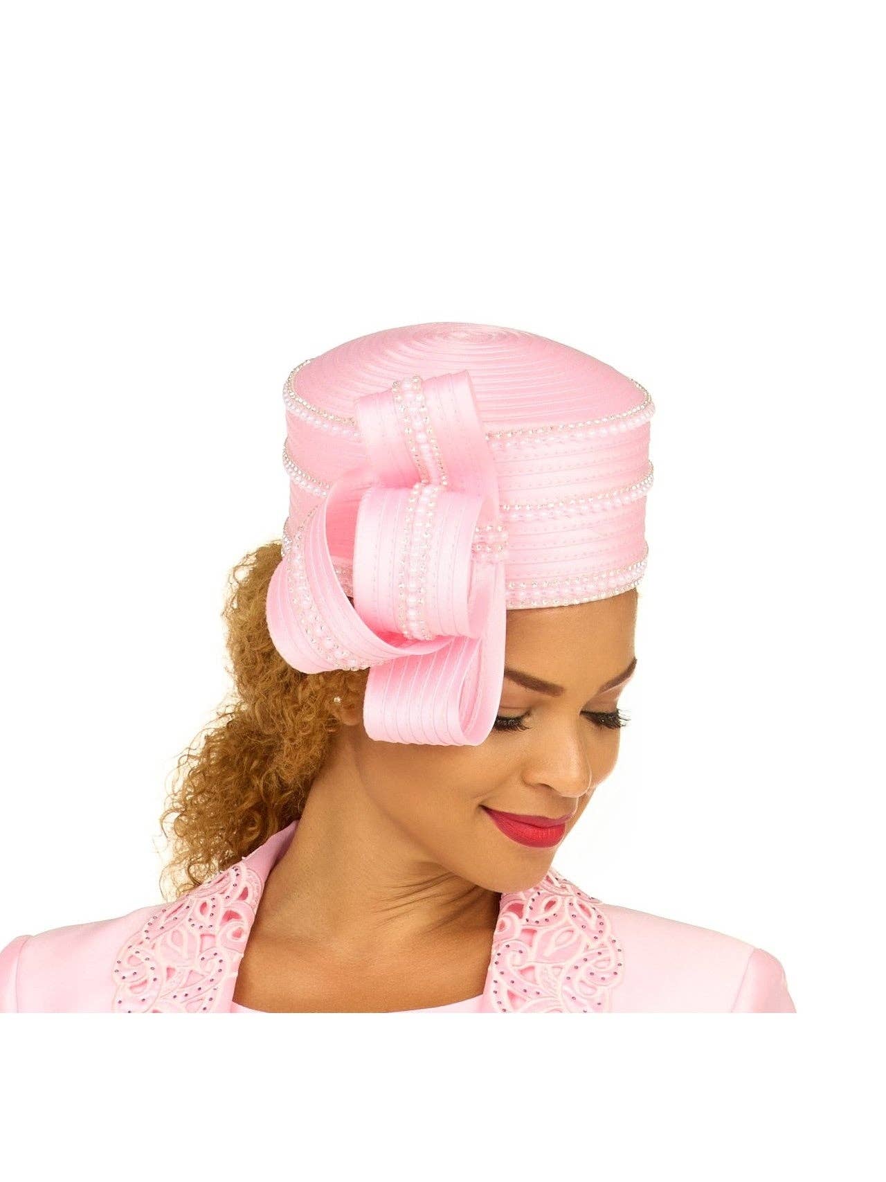 Giovanna - Wholesale Fascinator Hat - Women's - Stoned Pillbox Hat w/ Ovsz Bow2