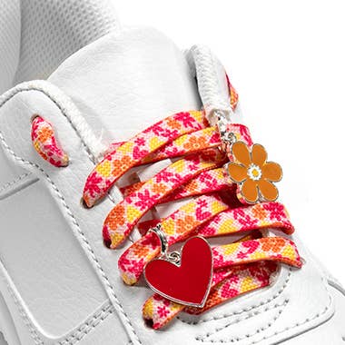 Shoelaces w/ Charms Set - Flowers w/ Flower & Heart Charms and other Purchase Wholesale name clothes and shoes. Free Returns & Net 60 Terms on Faire trending on Faire.