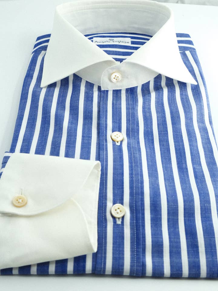 Camisa mod. BL rayas azules y blancas chambray para venta al por mayor de G. Inglese