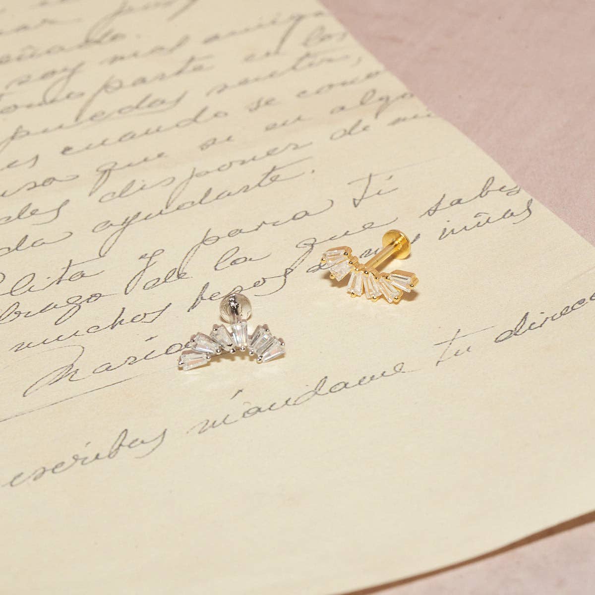 LEA Jewels – wholesale Stud/post earrings – Crystal Cascade Labret Studs in Gold4