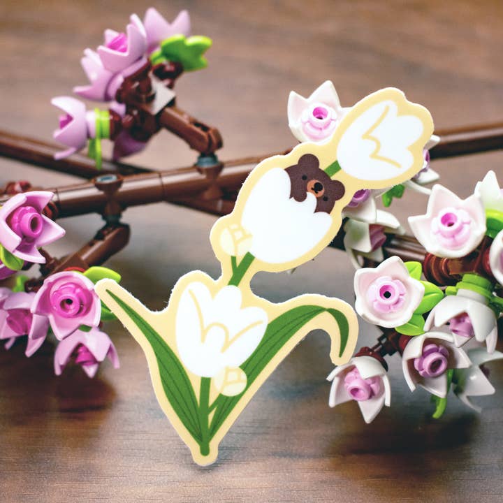 Laura Illustrates - Wholesale Sticker - Lily of the Valley with Bear Vinyl Sticker | Waterproof 1