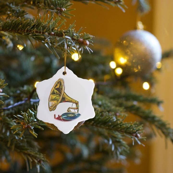 3dRose - Wholesale Ornament - 3dRose, Vintage gramophone on white background, Ornament6