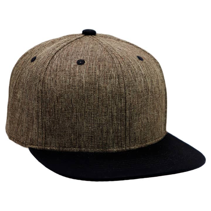Cap Zone - Wholesale Flat Brim Cap - Unisex - Heathered Tweed Six Panel Flat Brim Snapback3