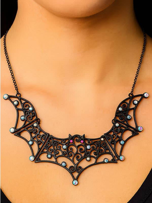 ( U587 ) HALLOWEEN THEME CHUNKY BAT NECKLACE for wholesale by Jewelry Max