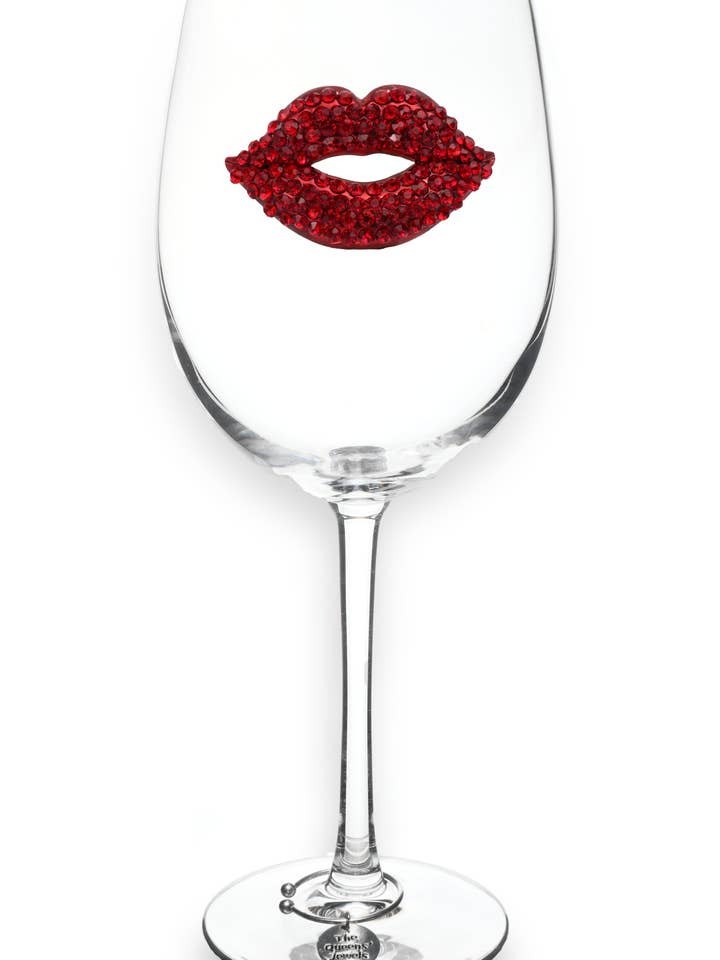 Copo de vinho com haste de jóias de lábios vermelhos por atacado de The Queens' Jewels®