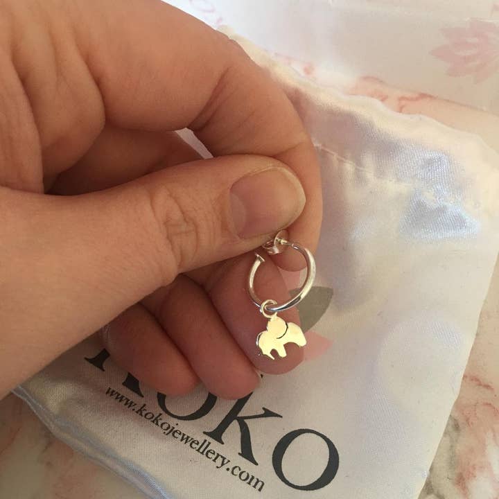 Koko - Wholesale Hoop earrings - Hoop Earrings With Charm, Small Silver Heart Hoops - Etta6