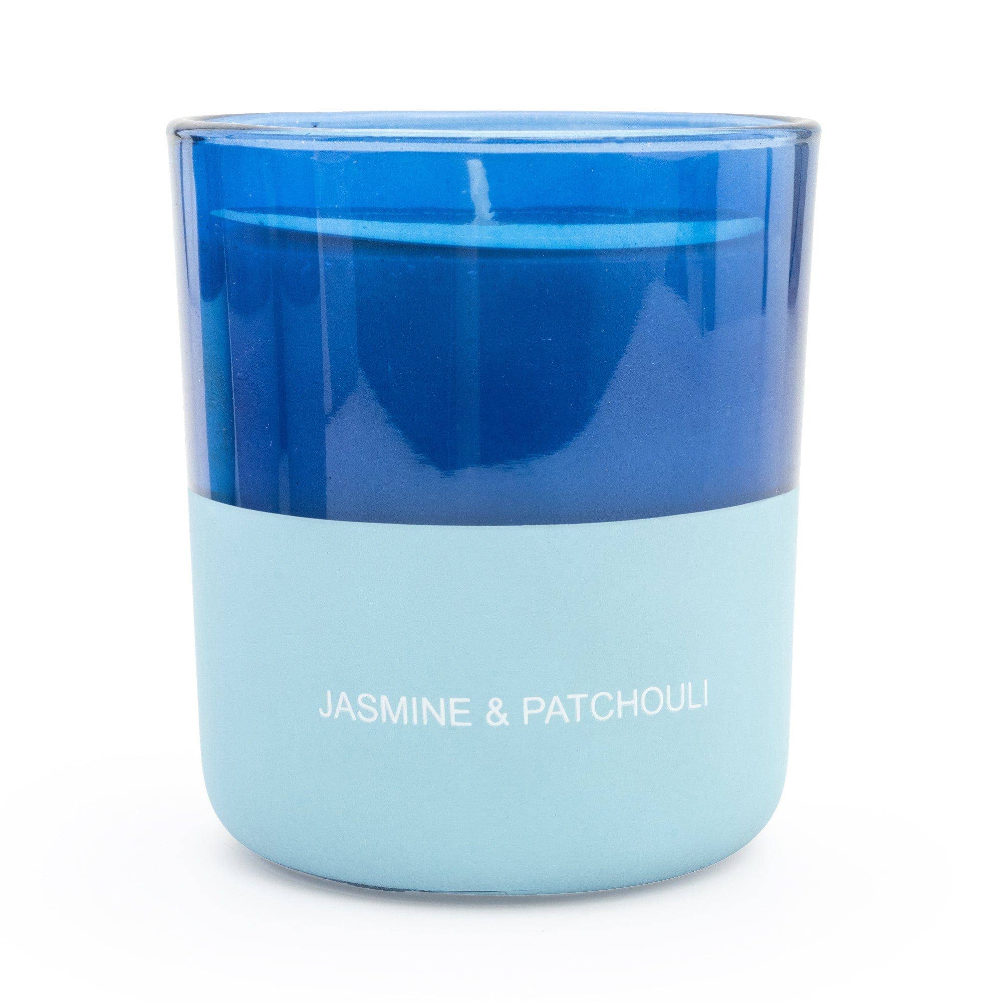 Candlelight Products Ltd – wholesale Jar/filled candle – Candle Two Tone Blue Jasmine & Patchouli Scent 6PK0