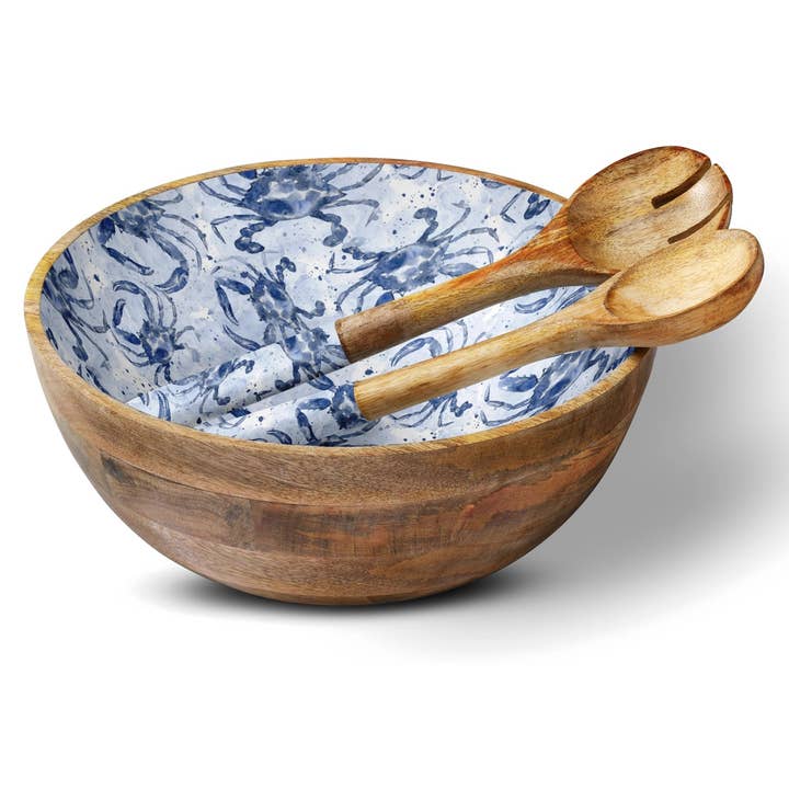 Blue Watercolor Crab 12" Decorative Bowl Item 1-50 PREORDER for wholesale by My Casita