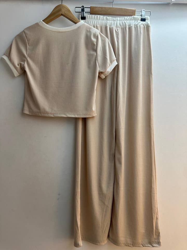 LORIANE – Engroshandel Loungesæt - Dame – LORIANE sæt med stribet top og bukser i one size