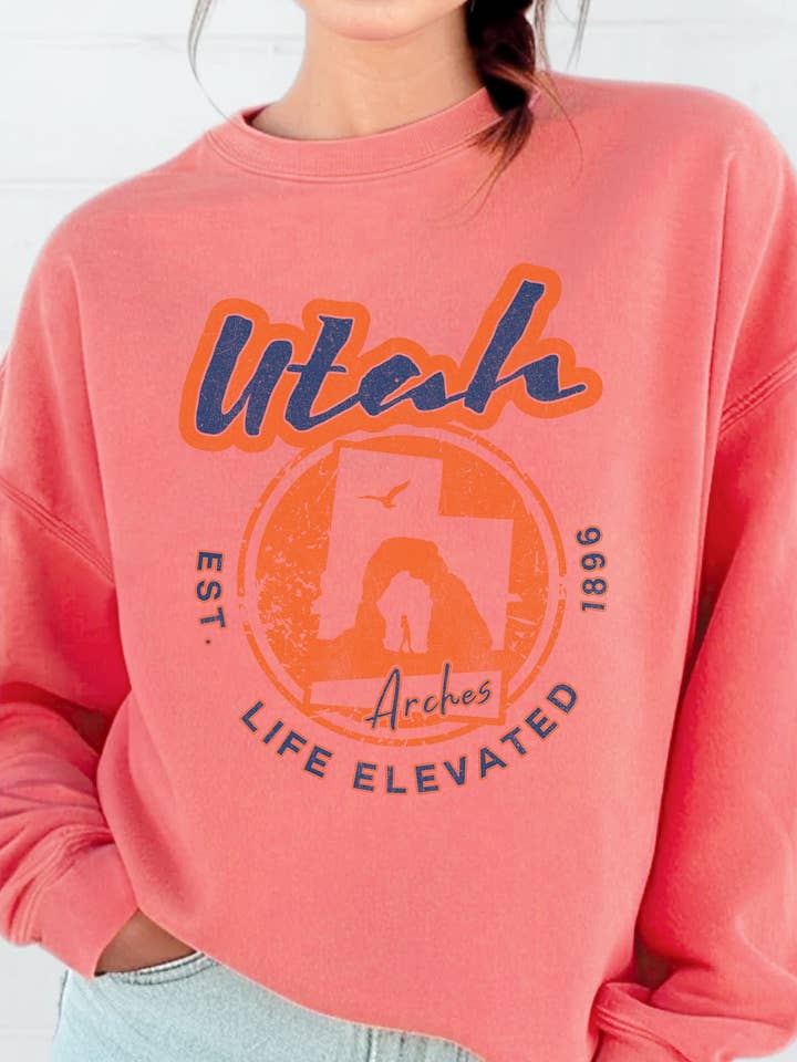 UTAH LIFE ELEVATED GRAPHIC BRUSHED SWEATSHIRTS for wholesale by Rustee Clothing