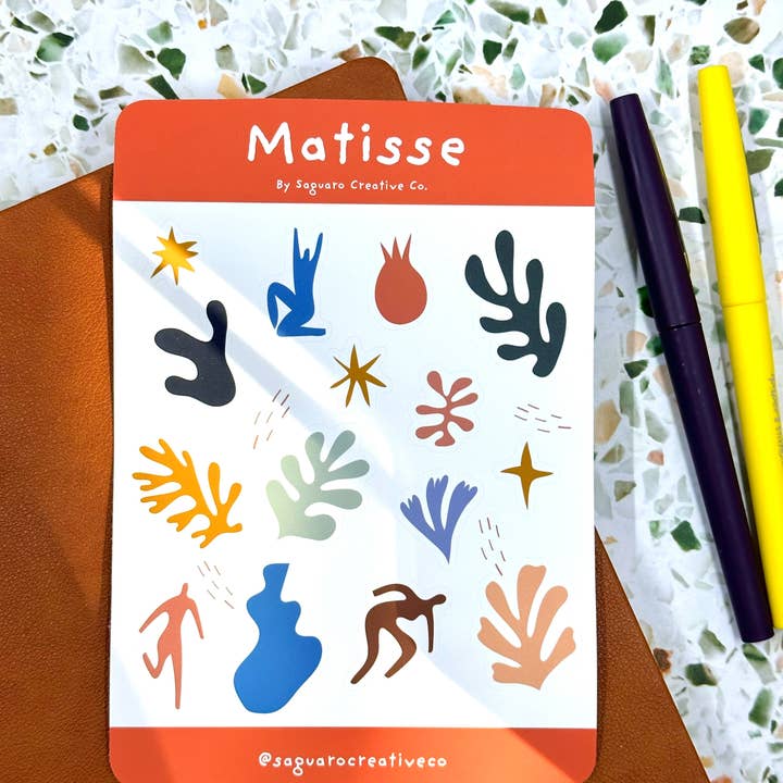 Matisse Sticker Sheet for wholesale by Saguaro Creative Co.
