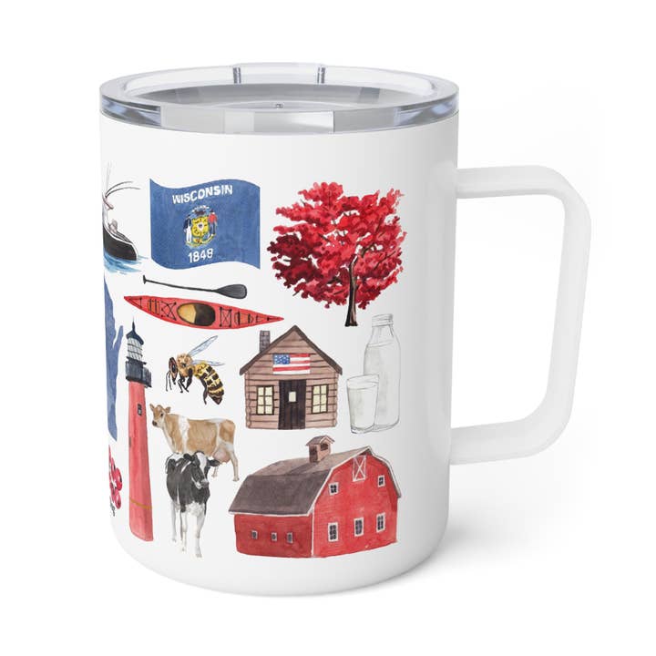 Wisconsin Forever! Insulated Travel Mug for wholesale by The Muddy Dog