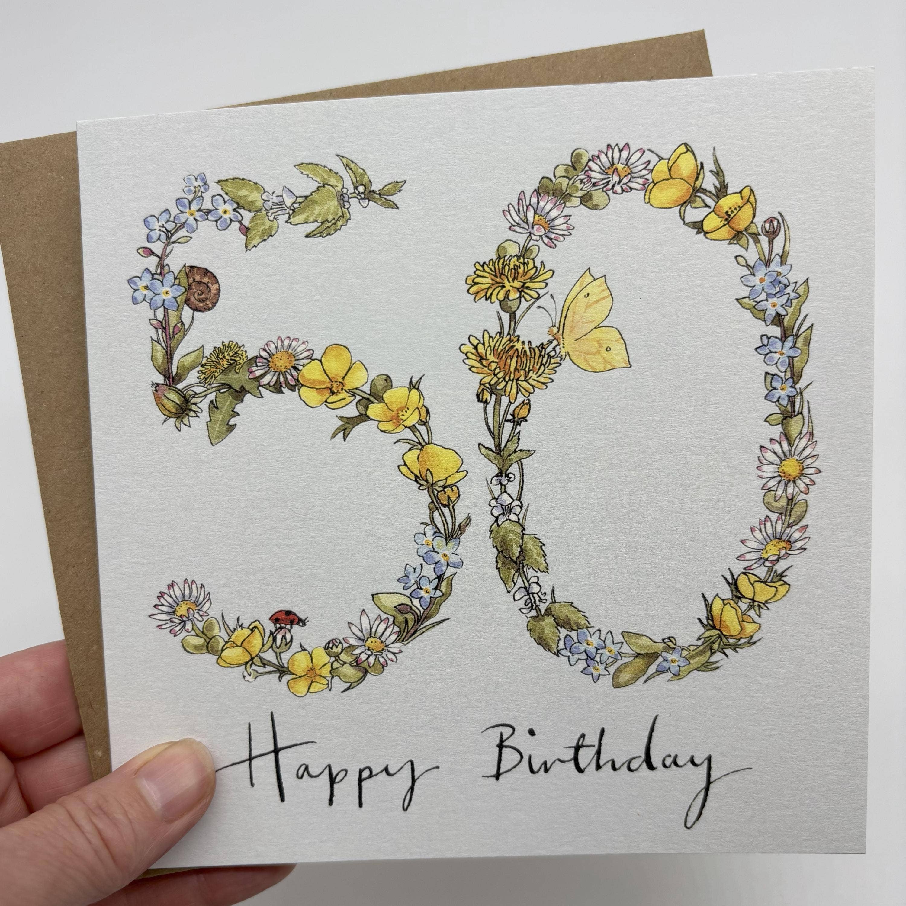 Ink and Snail Limited - Wholesale Birthday Card - 50th Birthday Card - Wildflower2